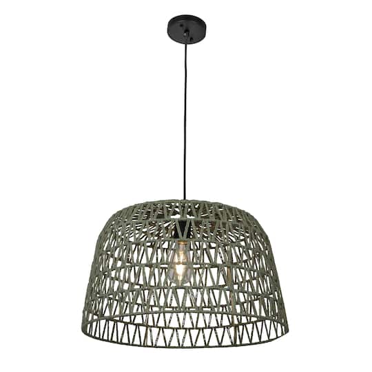 Hello Honey® 19.5" Boho Open Weave Metal and Paper Rope Ceiling Light